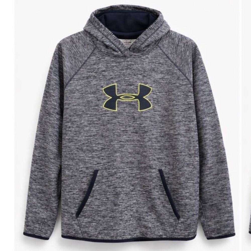 Under Armour Mens Space Dye Fleece Hoodie Navy‎ Grey Logo Pullover XL Gym
